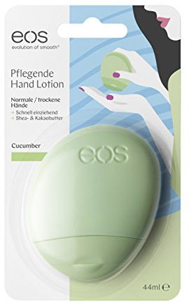 eos Hand-Lotion Cucumber, Handcreme für normale Haut, vegane Feuchtigkeitscreme, Intensiv-Pflege für zarte Hände, mit Sheabutter & Aloe, 1 x 44 ml
