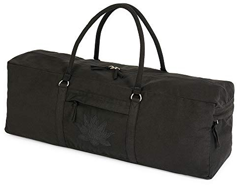 Yoga Studio Yoga Kit Bag | YKK Full Zipp Fastening Carrier Equipment Bag | Cotton Yoga & Pilates Unisex Mat Bag with Storage Pocket Compartments for Mats & Accessories | Fits Most Mat Sizes - Black