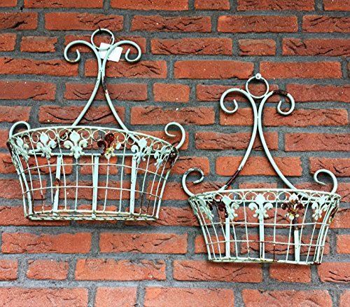 Nowi Design Wandkorb halbrund Übertopf Blumentopf Eisen Shabby Landhaus 2er Set