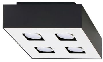 SOLLUX lighting Mono 4 Deckenleuchte Modernes minimalistisches Design für Wohnzimmer Schlafzimmer Angetrieben durch austauschbare GU10-Glühbirnen 4 x 40 W aus Stahl 24 x 24 x 11 cm Schwarz