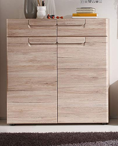 Newfurn Schuhschrank Schuhkommode Natur Schuhregal Flurschrank II 90x95x 35 cm (BxHxT) II [Arnit] in Eiche San Remo Hell/Eiche San Remo Hell Flur Diele