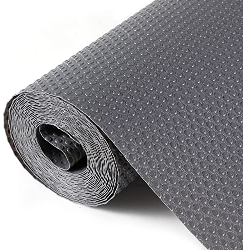 Hersvin 60cmx900cm Plastico Protector para Cocina Cajones, Alfombras Non Adhesivo para Nevera Mueble Fregadero Estante Organizador Cubiertos EVA Cubre Encimera(Gris Oscuro/Punto)