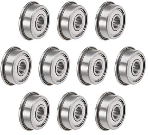 sourcing map F624ZZ Flanschkugellager, 4 mm x 13 mm x 5 mm, doppelt geschirmt, Chromstahl, Rillenkugellager, 10 Stück