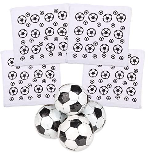 MIK funshopping Magisches Handtuch Waschlappen Sets - Mitgebsel, Kindergeschenk, Tombola (4er Set Fußbälle)