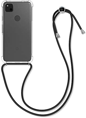 kwmobile Necklace Case kompatibel mit Google Pixel 4a Hülle - Silikon Cover mit Handykette - Band Handyhülle Anthrazit