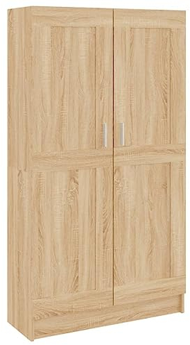 vidaXL Bücherregal mit 4 Fächern 2 Türen Büroschrank Aktenschrank Bücherschrank Schrank Aktenregal Standregal Sonoma-Eiche 82,5x30,5x150cm Holzwerkstoff