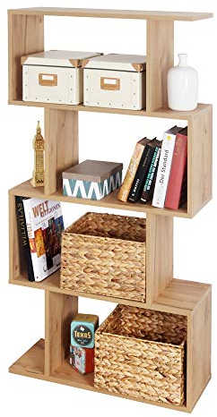 RICOO Regal 129 x 70 x 25cm, Standregal Eiche braun WM071-EG Spannplatte aus Holz, Bücherregal Wandregal klein, Regale & Ablagen, schmales Regal, Büro-Bücherregale kleines Regal klein Büroregal