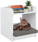 Relaxdays Beistelltisch mit Haustierbett, Katzen & kleine Hunde, HxBxT: 45 x 40 x 44,5 cm, Tierhöhle mit Kissen, weiß