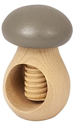 Nussknacker Pilz mit Schraubgewinde aus Holz, grau, Küchenhelfer, Holzknacker aus Buche