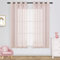 Joywell Gardinen Wohnzimmer Vorhänge Transparente Voile Sheer Vorhänge Mädchenzimmer Leinenstruktur mit Ösen Pompons Ösenschal Luftig Dekoschal für Schlafzimmer Kinderzimmer Rosa 160x140 cm 2er Set