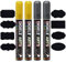 DIGIELE Kreidestift Gold + Silber, 2 Kreidestifte Gold + 2 Kreidemarker Silber 6mm+16 Tafel Labels, Trocken oder Feucht Abwischbare Flüssigkreide, Reversibel Stiftspitze-Whiteboard/Tafel/Fenster/Glas