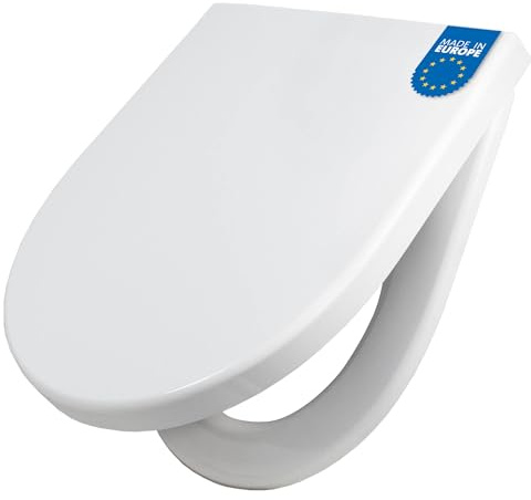 banjado® Premium Toilettendeckel mit Absenkautomatik 44x37cm - WC Brille Soft Close - hygienischer Toilettendeckel/Klodeckel Duroplast mit Edelstahl Scharnieren