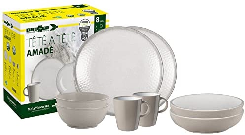 BRUNNER 0830143N.C8X Lot de 8 Vaisselle de Camping pour 2 Personnes, Tête-à--Tête Amadas, 8 pièces