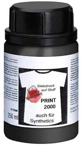PAINT IT EASY NEU Siebdruckfarbe DEKAPRINT 2000 Metallic, 250 ml, Metallic-Schwarz