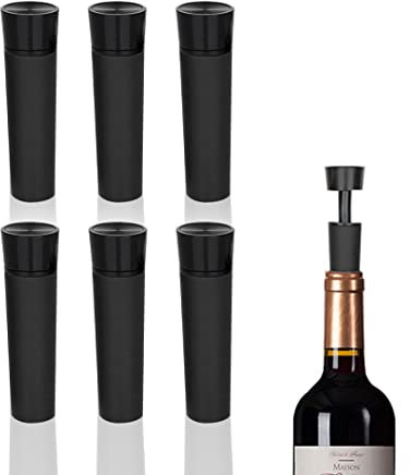 Zayookey 6 Stück Vakuum Weinverschluss Flaschenverschluss Champagnerstopfen Weinpumpe schwarz mit Stopfen Bier Saver Sealer für Kitchen Supplies