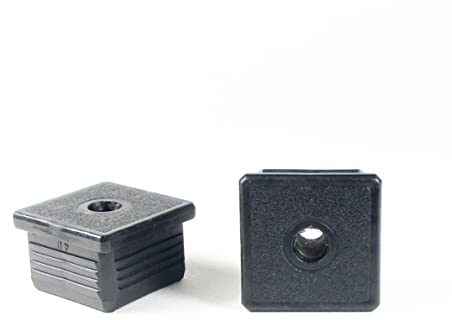 ajile 40x40 mm Aussengrosse Vierkantrohr Lamellenstopfen SCHWARZ mit Gewinde Durchmesser 10 mm (M10) und 1,6-2,0 mm Wanddicke - 4 Stck.