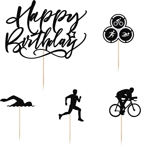 Triathlon Cupcake Toppers Sports Theme Cycling Cupcake Picks Swimming Cake Topper Running Cupcake Topper Party Decotation Supplies