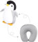 WBTY Reisekissen Kinder, 2-in-1 wendbares Nackenkissen, niedliches Pinguin-förmiges Nackenstützkissen Reisen, Schlafen, Auto, Zuhause, Büro (grau)