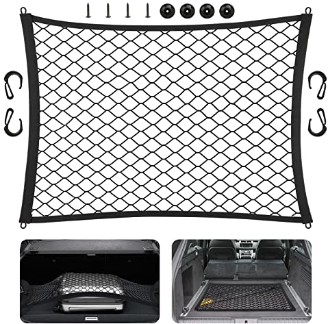 UKOFEW Red Elastica, Red Maletero de Coche, Red de Equipaje con Ganchos, Elástico Negro, para La Mayoría De Los Automóviles (80x60cm)