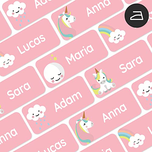 My Nametags® 56 Iron On Name Labels for Clothes | Waterproof & Washable Name Tags for Clothes & School Uniforms | Clothing Labels for Kids, School, Nursery, Kindergarten & Care Homes - Unicorn