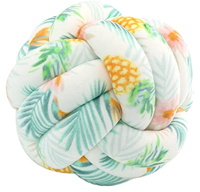 Edumov Knotenkissen, Knot Kopfkissen, Hand Gewebt Knotenkissen, Plüsch Kissen, Skandinavisch, Zierkissen Knoten, Geknotetes Kissen für Sofa Bett Zimmer, Ananas Gelb, 27cm