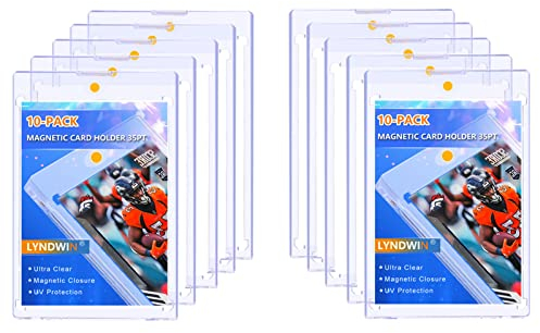 Magnetic Card Holder 35pt, 10 pcs Sammelkarten Hüllen mit Magnet Hartplastik Klar und Hoher UV Schutz Magnetische Toploader für Magic Spielkarten Sportkarten