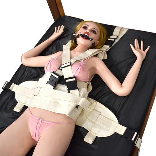 Honeylust Klinik Bettfessel Set – Oberkörpergurt & Bauchgurt abschließbar | Weiche Baumwolle, 8 Schlüssel, abschließbare BDSM Fixierung, Klinik Bondage, Dom/Sub, Bett & Liege, M–XL