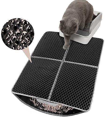 Kaket Cat Litter Mat 75 x 55CM Large Cat Litter Trapping Mat, Non-slip Cat litter Mat Large, Waterproof Double Layer Litter Box Mat