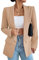 Damen Blazer Langer Casual Open Front Blazer Arbeit Büro Jacken mit Taschen Khaki L