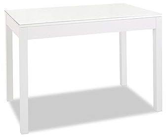 ASTIMESA Mesa de Cocina, Blanco, 100x60cm-extendida 150x60 cms