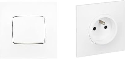 Legrand - Poussoir Neptune - 6A - Blanc + Legrand - Prise de courant avec terre Neptune - Blanc