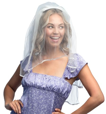 Boland 01424 - Weißer Braut Schleier, Zubehör für Kostüme, Harreif für JGA, Karneval, Mottoparty und Hochzeit