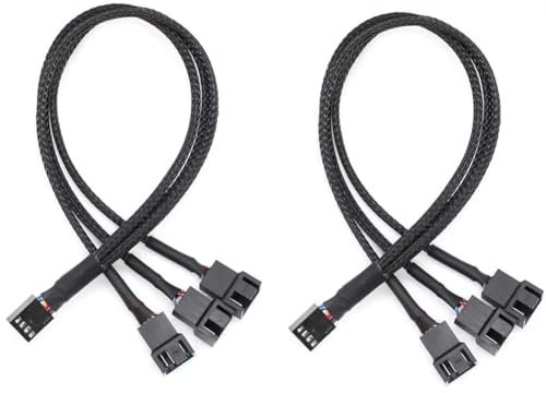 Gomass PWM Fan Splitter Cable 3 Way 4 Pin 2 Pack 12 Inches