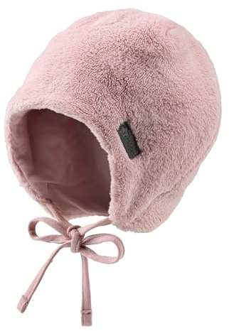 Sterntaler Mütze aus Teddyflausch - Mädchen Babymütze mit angeschnittenen Ohrenklappen und Bindeband - warme Beanie, gefüttert mit Baumwollfleece - Erstlingsmütze - mattrosa, 39