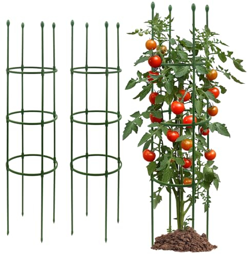 G-LEAF Tomatenkäfig, 3er-Pack Tomaten Pflanzenstützkäfige Rankgitter Gartenstäbe für Garten, Topf, Kletterpflanzen, Gemüse, Obst, Blumen, 140 cm