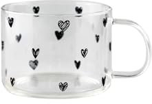 Pretty Little Home Multi Heart Black Glass Mug