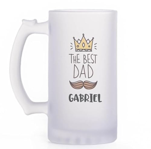 Wanapix | Jarra de Cerveza Personaliza con Foto y Texto | Jarra de Cristal Esmerilado (Opaco) | 500 ml | Apta Lavavajillas | Día del padre