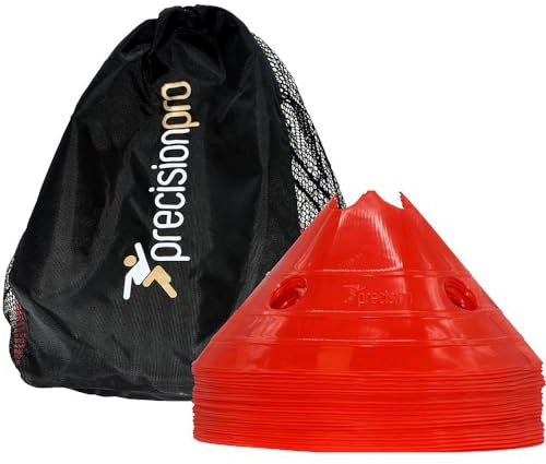 Loops 20 PACK 12x7 Inch Giant Saucer Cone Marker Set - RED Football Pitch Training