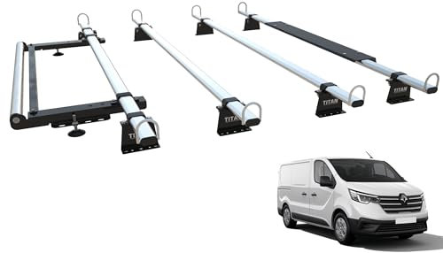 TITAN WorkReady Van Roof Rack 4 Bars - Compatible Fittings to fit a Renault TRAFFIC (2014-Onward) - With Rear Roller kit
