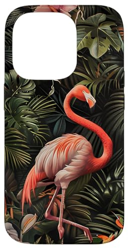Flamingo Floral Tropical Design Hülle für iPhone 14 Pro