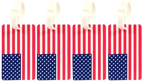 NOVAGO lot de 4 Etiquettes Bagages Drapeau étiquette Valise, étiquette pour Sac à Voyage,Sac à Dos (USA)