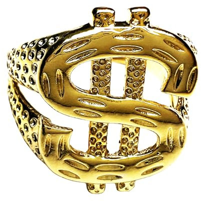 Apocalyptic-K Hip Hop kreative personalisierte Edelstahlringe mit offenem Ende, Masken-, Tier-, Dämonen-, Samurai- und Engelsdesigns (Dollar Ringe-Golden)