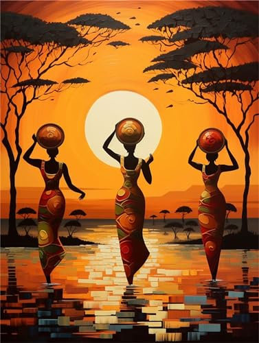 Peinture par Numéros Adultes DIY, Afrika Peinture par Numéros Frau Peinture Numero Petite 40x50cm, Loisirs Créatifs Adultes Paint by Numbers, Livrée avec Peinture et Pinceau, Decoration Chambre Home