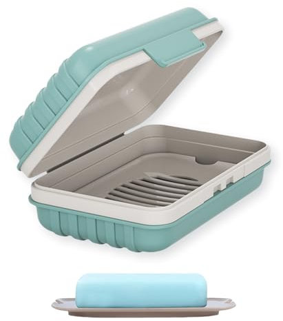 Hebterrka Porte Savon - 1 boîte à Savon pour Douche, Voyage avec Couvercle pour la Gym, Le Camping, Les Voyages Anti Fuite Bleu