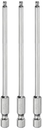 QUARKZMAN Juego de 3 Piezas de Puntas de Destornillador Hexagonal con Bola de 3 mm (H3.0) Tamaño de Vástago Hexagonal de 1/4 100 mm (4) de Largo Puntas S2 Destornillador Métrico
