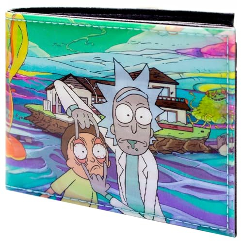 Rick and Petit Fils Morty A Rickle in Time 4-D Monster Hologramm Geldbörse/Geldbeutel Bi-Fold ID & Card Holder, Grün