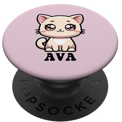 Ava Cute Kitty Cat Design für Mädchen Name Ava PopSockets Klebender PopGrip