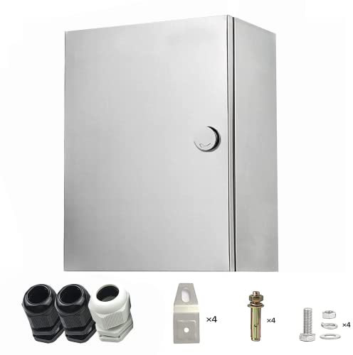 CHENGPI Edelstahl Wasserdichter Schaltschrank Innen/Außenwandmontierter Anschlusskasten Rostfreier Technikkasten mit Schloss 50x40x18cm Eingebaute Isoliermontageplatte,Schaltkasten für Innenräume