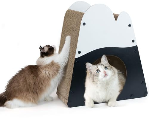 FUKUMARU Rascador para Gatos, rascador de cartón Acogedor de 50cm, rascador Vertical para Gatos en Forma de montaña, Almohadilla para rascar Gatos Duradera, Poste rascador para Gatos Grandes