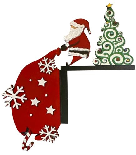Geteawily Christmas Door Frame Decor,Metal Santa Christmas Tree Elk Door Frame Decoration - Hand Painted Door Topper Favors, Christmas Decorations Inside Home